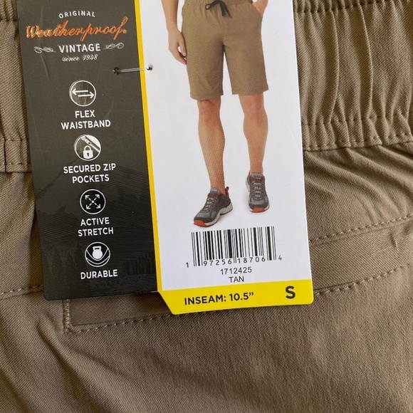 Weatherproof Vintage Performance Weather Flex Tech Shorts, Tan, Small, NWT - Picture 2 of 10